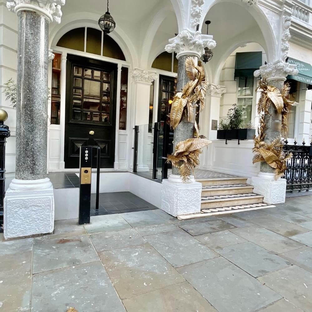 Hotel front with a Lyfthaus Stairlift